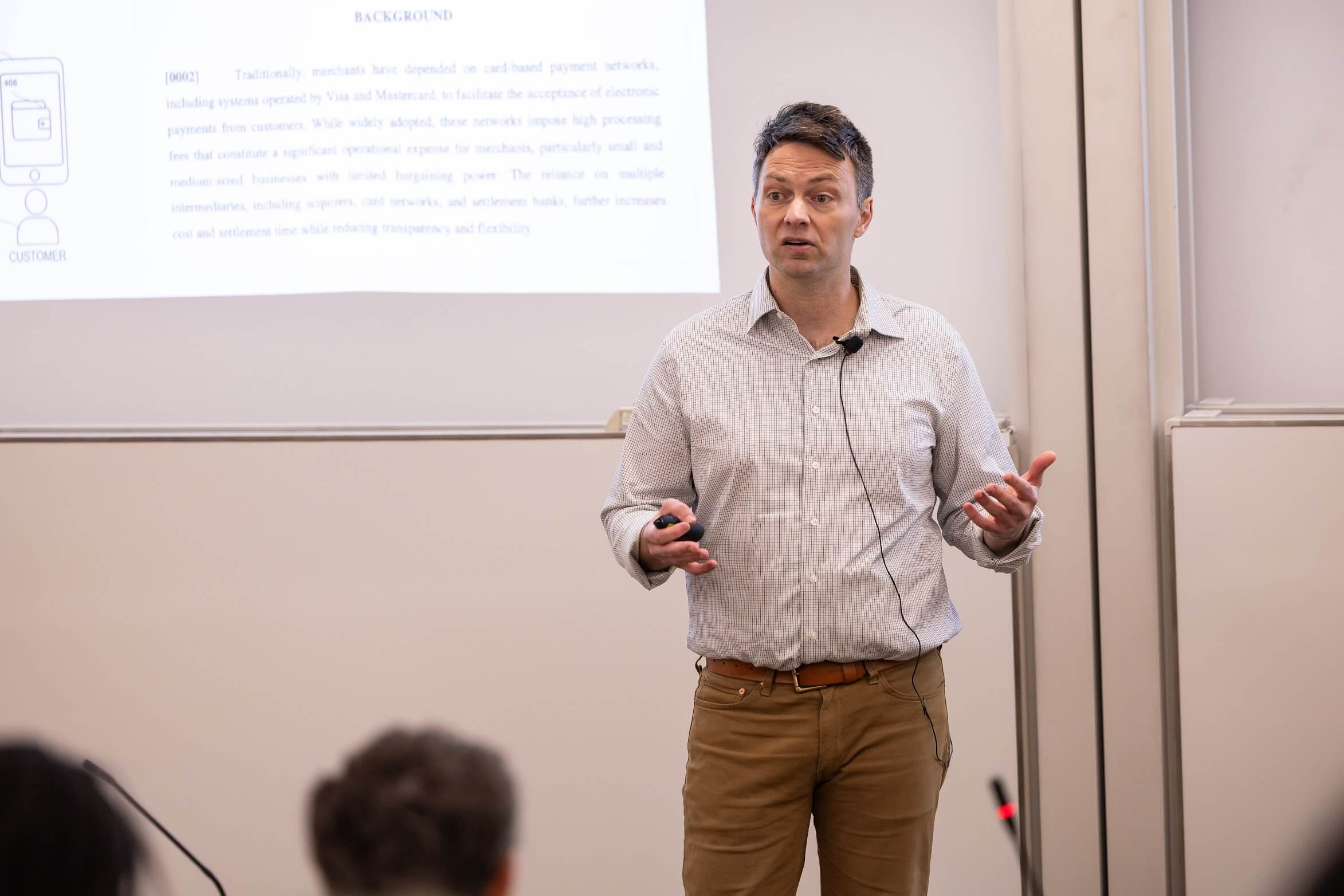 Close-up presentation addressing payment systems background